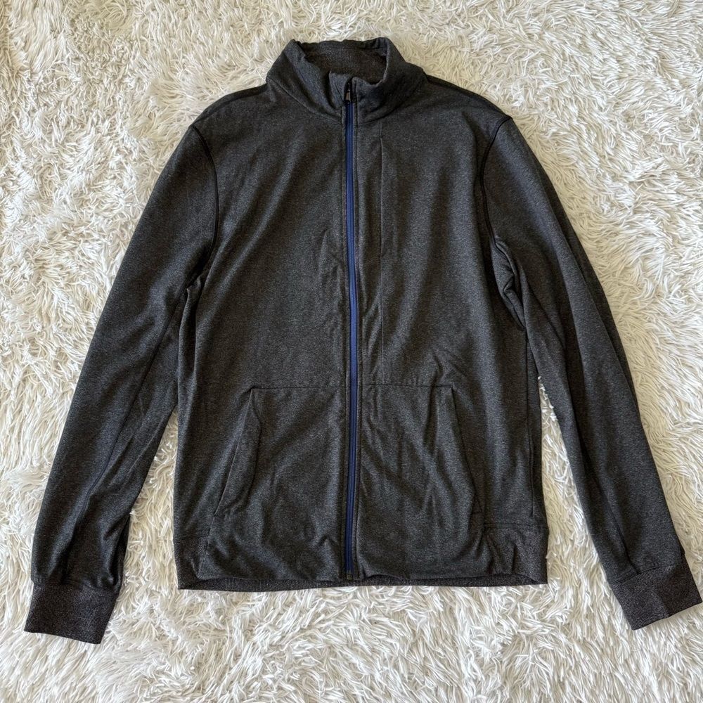 Lululemon Athleisure Charcoal Gray Long Sleeve Zip Up Jacket with Pockets Size L